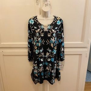 JN Collection Black Blue floral tunic